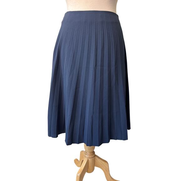 EVERLANE The Pleated Skirt A-Line Navy Blue Size 00 - Picture 2 of 6